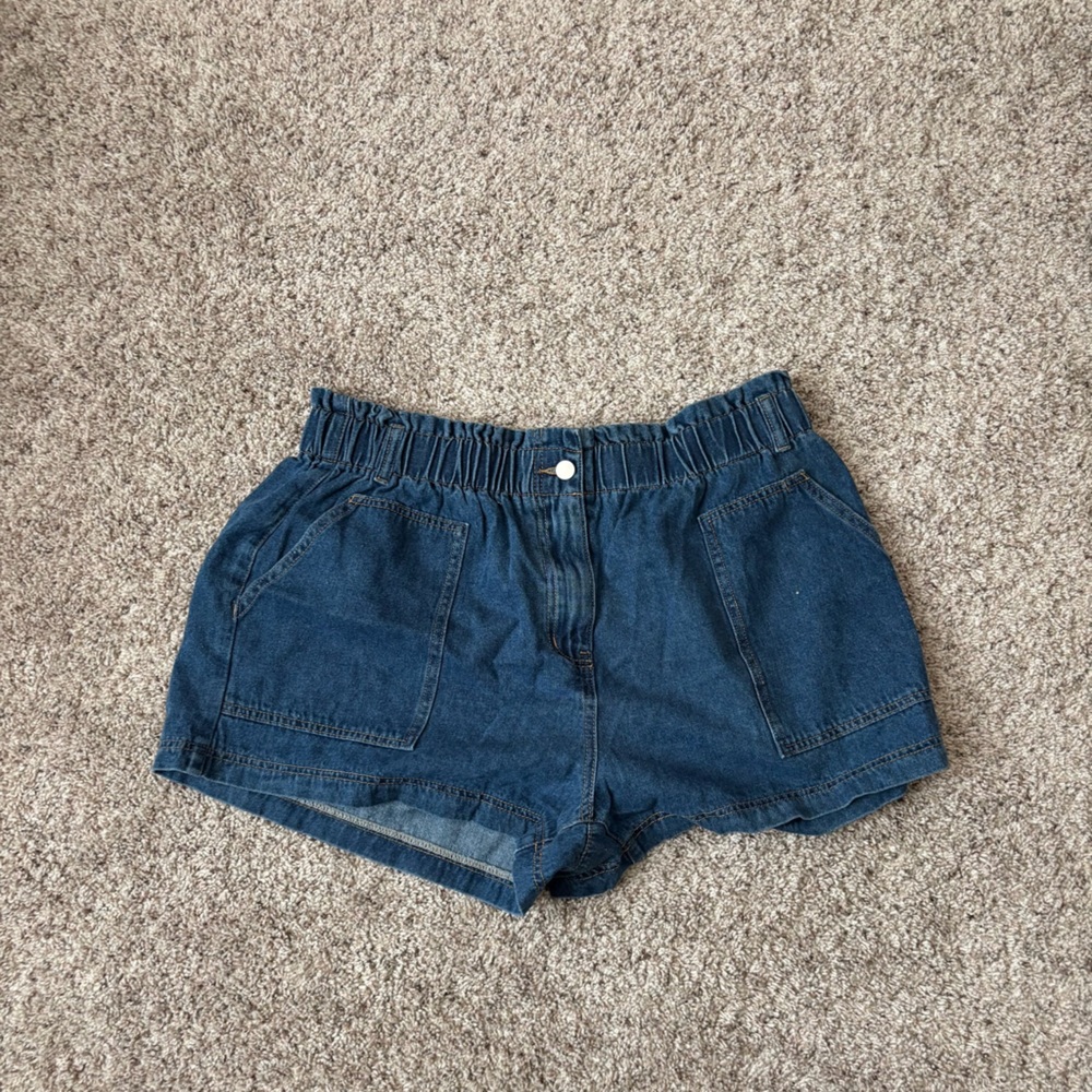 SHEIN Dark Blue Elastic Waist Denim Shorts